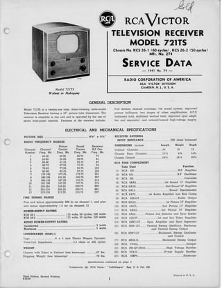 Rca 721 ts television (1947) service manual big manual
