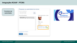 Integrações RCAAP - PTCRIS
Controlo de
autoridade
 