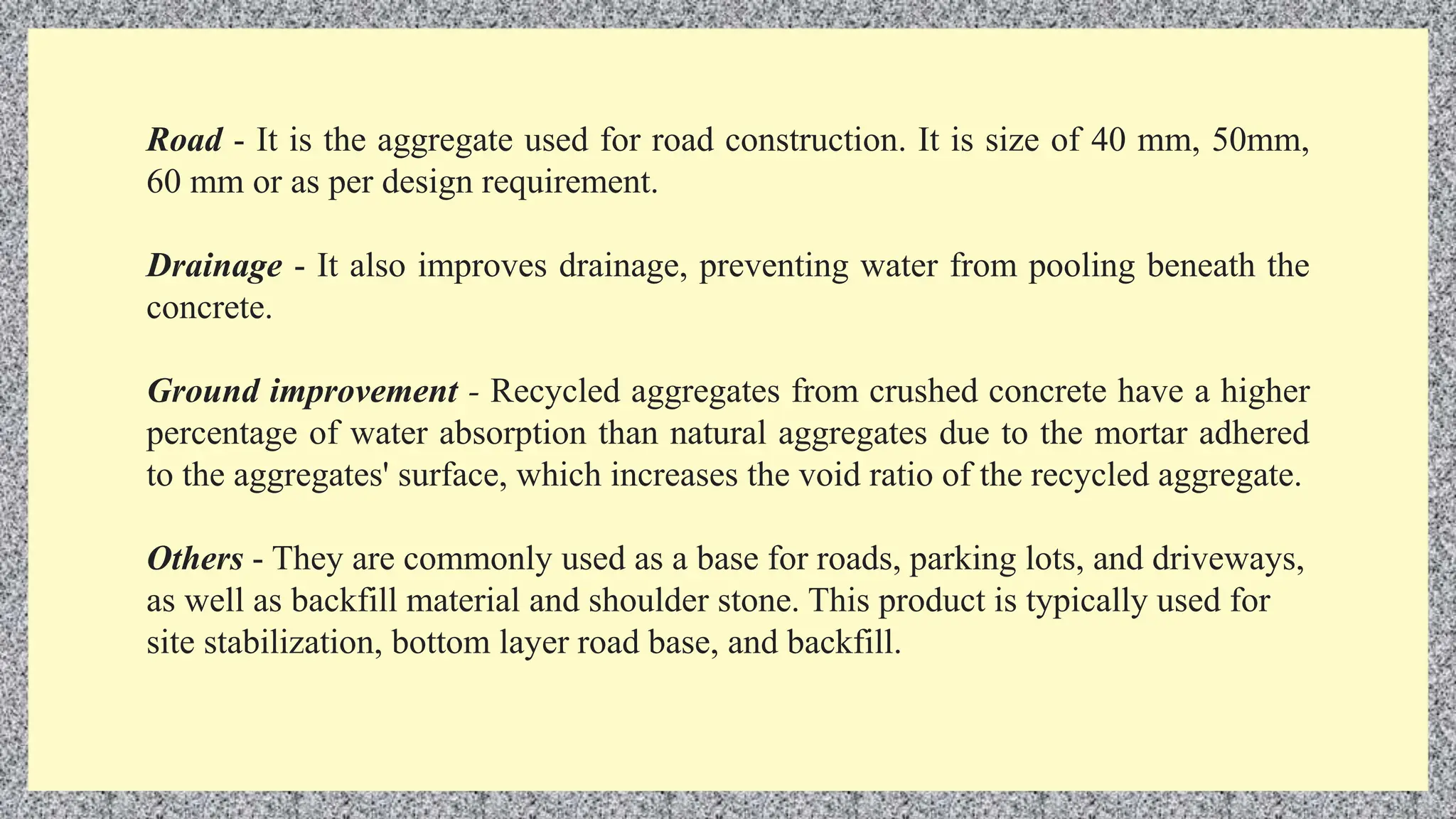 Recycled Concrete Aggregate in Construction Part III | PPTX