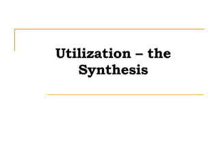 Utilization – the Synthesis 