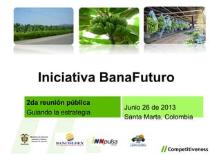 Iniciativa BanaFuturo
Junio 26 de 2013
Santa Marta, Colombia
2da reunión pública
Guiando la estrategia
 