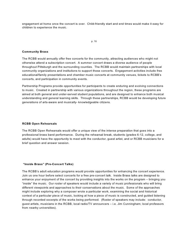 Rcbb Education And Community Engagement Proposal