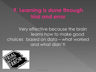 Very effective because the brain learns how to make good choices based on data – what worked and what didn’t! 
Karen Gazith Ph.D.  