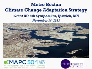 Metro Boston
Climate Change Adaptation Strategy
Great Marsh Symposium, Ipswich, MA
November 14, 2013

1
1	
  

 