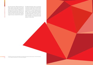 10
BALKANBAROMETER2015
with the total being 7000 respondents for
Public Opinion Survey aged 18 and old­er,
and for Business Opinion Survey 200 com-
panies per each economy of different size
and differ­ent business areas, which are not
majori­ty-owned by the state or government.
A technical note concerning the method-
ology of survey is annexed to this report.*
The Balkan Barometer report is envisioned
to become an integral part of the SEE 2020
monitoring system, along with the other
components of Annual Implementation
Report, such as the SEE 2020 Scoreboard
and SEE 2020 Competitiveness Outlook.
The Balkan Barometer surveys will be con-
ducted annually in order to assess how
these sentiments are changing and what
progress is being made.
* Throughout the report values in percentages were calculated using the decimal rounding so there is a chance of fluctuations
+/-1% in categorical variables (with 3 or more response categories).
 