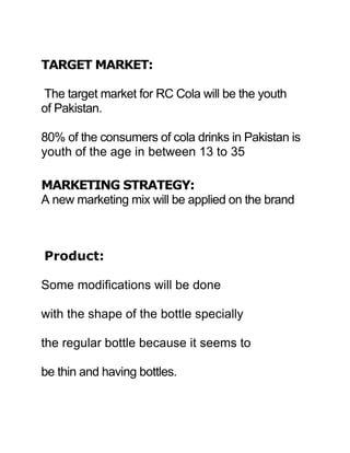 How to re-launch RC Cola in Pakistan | DOCX