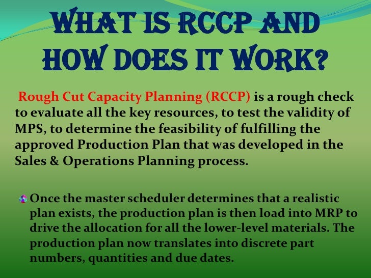 Rccp Report