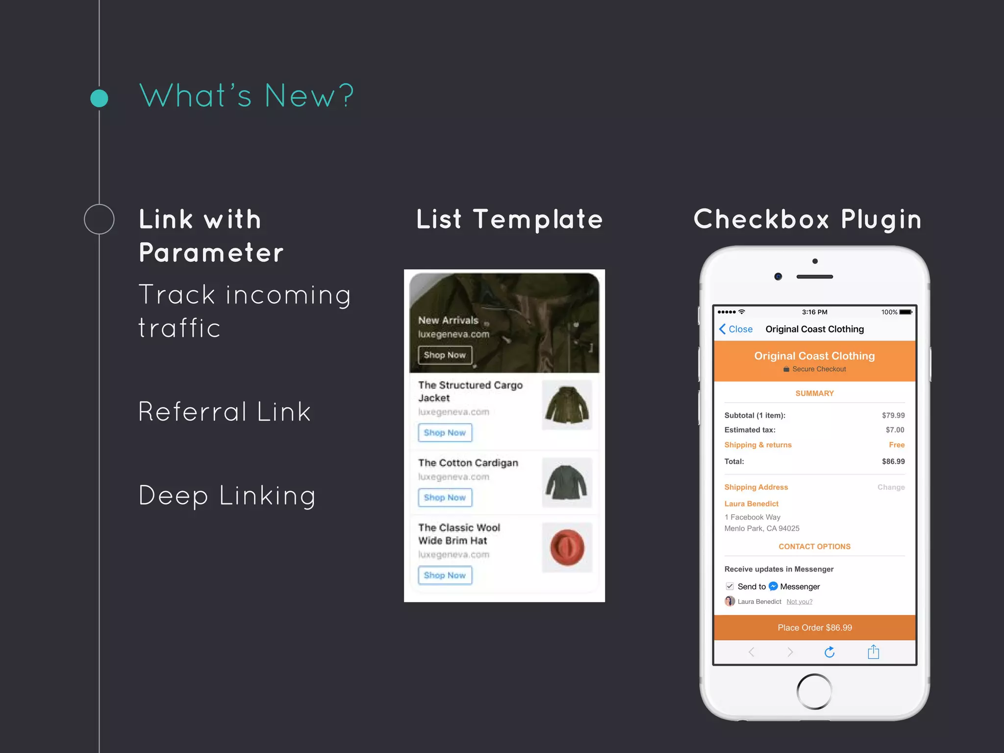 What’s New?
Link with
Parameter
Track incoming
traffic
Referral Link
Deep Linking
List Template Checkbox Plugin
 