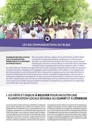 Planification du développement local et accord de Paris: Comment la rendre cohérente avec ses objectifs 
