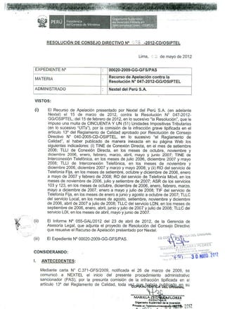 Resolución 038 2012-cd-osiptel