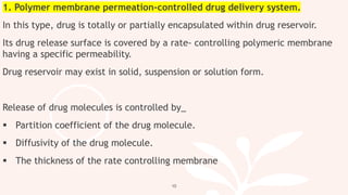Rate Controlled Drug Delivery System: Principle, Fundamentals, Types | PDF
