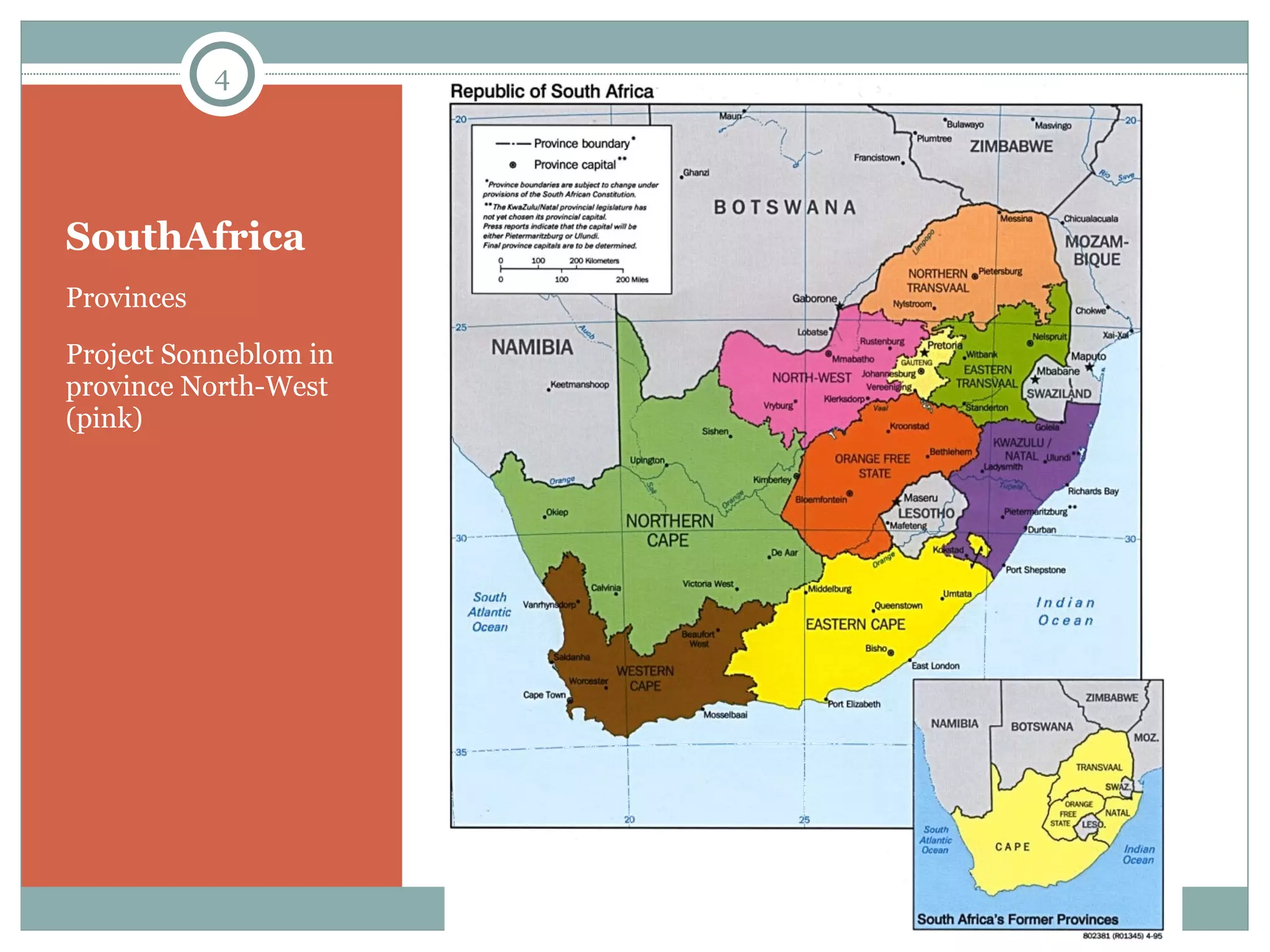 SouthAfrica Provinces Project Sonneblom in province North-West (pink) 