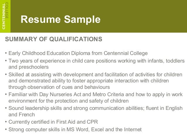 resume for early childhood educator