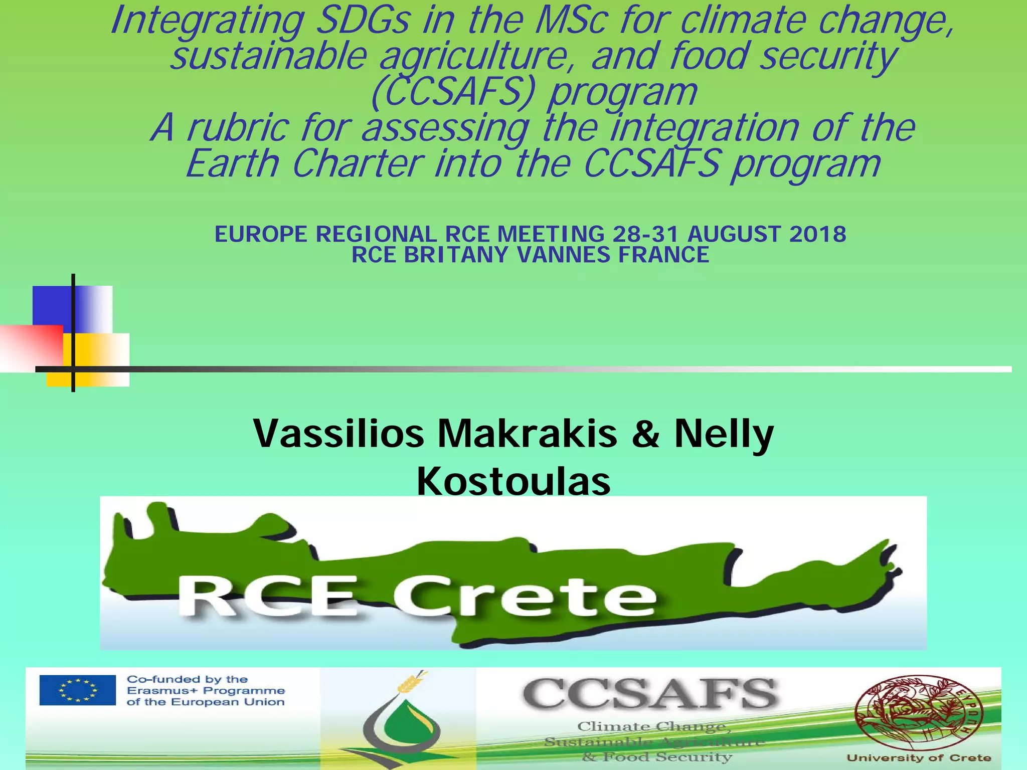 Integrating SDGs in the MSc for Climate Change, Sustainable Agriculture