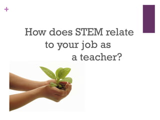 How does STEM relate    to your job as    a teacher? 