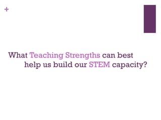 What  Teaching Strengths  can best    help us build our  STEM  capacity? 