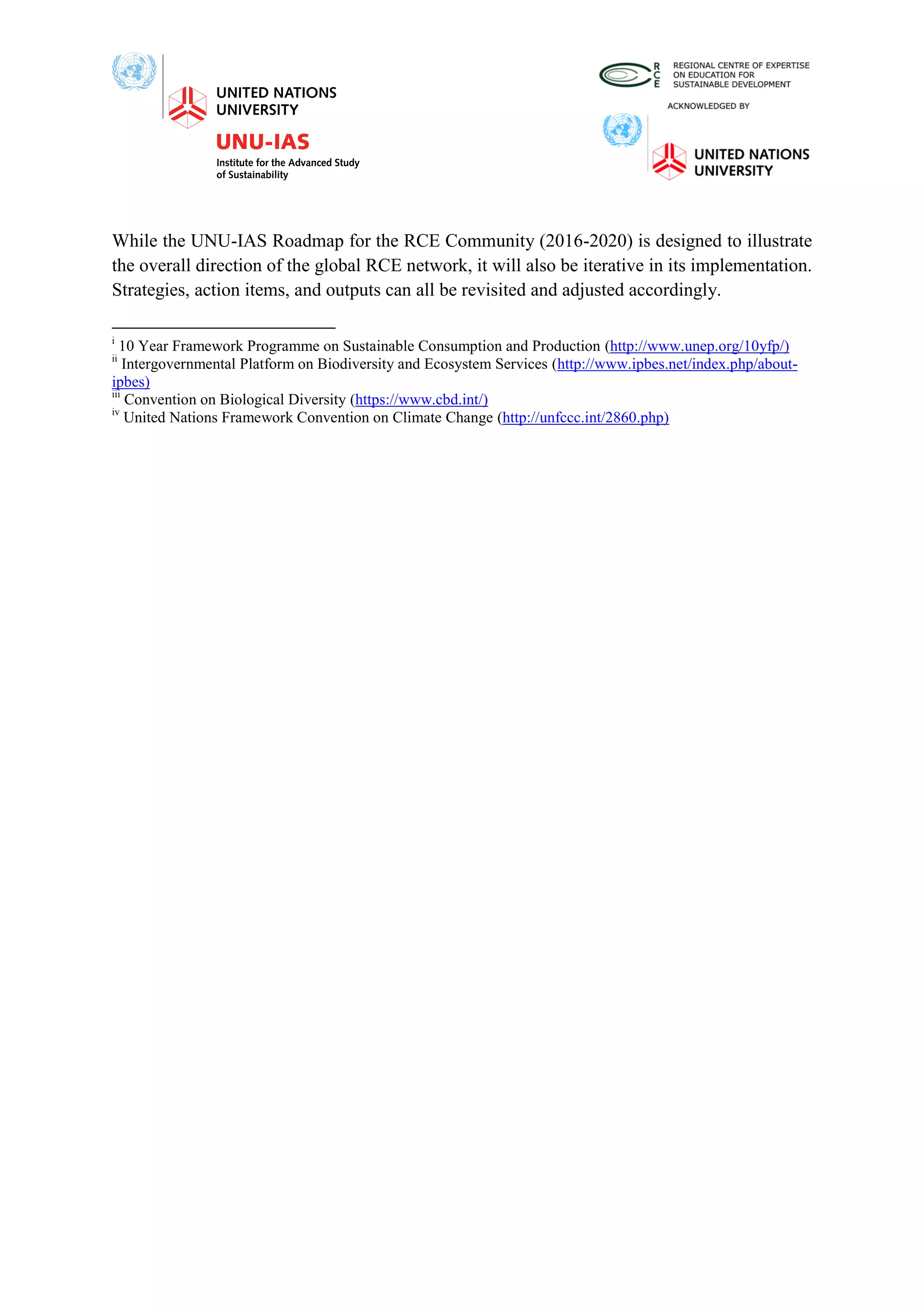 Roadmap for the RCE Community (UNU-IAS) | PDF