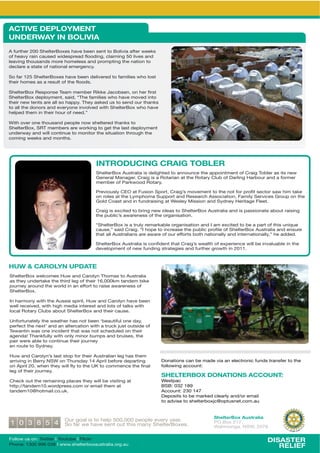 !)$'E0+407&28(0/$+
"/40%F!8+'/+12&'E'!
G*/9&%"#&*A77*!"#$%#&'()#-*",C#*<##.*-#.%*%(*'($0C0,*,/%#&*+##;-*
(/*"#,CI*&,0.*=,9-#1*+01#-4&#,1*/$((10.2D*=$,080.2*Y7*$0C#-*,.1*
$#,C0.2*%"(9-,.1-*8(&#*"(8#$#--*,.1*4&(84%0.2*%"#*.,%0(.*%(*
1#=$,&#*,*-%,%#*(/*.,%0(.,$*#8#&2#.=I6*

!(*/,&*?AY*!"#$%#&'()#-*",C#*<##.*1#$0C#*%(*/,80$0#-*+"(*$(-%*
%"#0&*"(8#-*,-*,*&#-9$%*(/*%"#*/$((1-6

!"#$%#&'()*E#-4(.-#*F#,8*8#8<#&*E0;;#*3,=(<-#.D*(.*"#&*/0&-%*
!"#$%#&'()*1#4$(I8#.%D*-,01D*LF"#*/,80$0#-*+"(*",C#*8(C#1*0.%(*
%"#0&*.#+*%#.%-*,&#*,$$*-(*",44I6*F"#I*,-;#1*9-*%(*-#.1*(9&*%",.;-*
%(*,$$*%"#*1(.(&-*,.1*#C#&I(.#*0.C($C#1*+0%"*!"#$%#&'()*+"(*",C#*
"#$4#1*%"#8*0.*%"#0&*"(9&*(/*.##16N

V0%"*(C#&*(.#*%"(9-,.1*4#(4$#*.(+*-"#$%#*%",.;-*%(*
!"#$%#&'()D*!EF*8#8<#&-*,&#*+(&;0.2*%(*2#%*%"#*$,-%*1#4$(I8#.%*
9.1#&+,I*,.1*+0$$*=(.%0.9#*%(*8(.0%(&*%"#*-0%9,%0(.*%"&(92"*%"#*
=(80.2*+##;-*,.1*8(.%"-6*




                                        '/$%24")'/6+)%!'6+$21&0%
                                        !"#$%#&'()*G9-%&,$0,*0-*1#$02"%#1*%(*,..(9.=#*%"#*,44(0.%8#.%*(/*Q&,02*F(<$#&*,-*0%-*.#+*
                                        b#.#&,$*>,.,2#&6*Q&,02*0-*,*E(%,&0,.*,%*%"#*E(%,&I*Q$9<*(/*P,&$0.2*c,&<(9&*,.1*,*/(&8#&*
                                        8#8<#&*(/*H,&;+((1*E(%,&I6*
                                        *
                                        H&#C0(9-$I*QM]*,%*S9-0(.*!4(&%D*Q&,02J-*8(C#8#.%*%(*%"#*.(%*/(&*4&(/0%*-#=%(&*-,+*"08*%,;#*
                                        (.*&($#-*,%*%"#*@I84"(8,*!944(&%*,.1*E#-#,&="*G--(=0,%0(.D*S,80$I*!#&C0=#-*b&(94*(.*%"#*
                                        b($1*Q(,-%*,.1*0.*/9.1&,0-0.2*,%*V#-$#I*>0--0(.*,.1*!I1.#I*c#&0%,2#*S$##%6
                                        *
                                        Q&,02*0-*#)=0%#1*%(*<&0.2*.#+*01#,-*%(*!"#$%#&'()*G9-%&,$0,*,.1*0-*4,--0(.,%#*,<(9%*&,0-0.2*
                                        %"#*49<$0=J-*,+,&#.#--*(/*%"#*(&2,.0-,%0(.6
                                        *
                                        L!"#$%#&'()*0-*,*%&9$I*,&;,<$#*(&2,.0-,%0(.*,.1*O*,8*#)=0%#1*%(*<#*,*4,&%*(/*%"0-*9.0:9#*
                                        =,9-#DN*-,01*Q&,026*LO*"(4#*%(*0.=&#,-#*%"#*49<$0=*4&(/0$#*(/*!"#$%#&'()*G9-%&,$0,*,.1*#.-9&#*
                                        %",%*,$$*G9-%&,$0,.-*,&#*,+,&#*(/*(9&*#//(&%-*<(%"*.,%0(.,$$I*,.1*0.%#&.,%0(.,$$IDN*"#*,11#16
                                        *
                                        !"#$%#&'()*G9-%&,$0,*0-*=(./01#.%*%",%*Q&,02J-*+#,$%"*(/*#)4#&0#.=#*+0$$*<#*0.C,$9,<$#*0.*%"#*
                                        1#C#$(48#.%*(/*.#+*/9.10.2*-%&,%#20#-*,.1*/9&%"#&*2&(+%"*0.*A7??6



*"F+H+)!%2&8/+"74!$0
!"#$%#&'()*+#$=(8#-*c9+*,.1*Q,&($I.*F"(8,-*%(*G9-%&,$0,*
,-*%"#I*9.1#&%,;#*%"#*%"0&1*$#2*(/*%"#0&*?TD777;8*%,.1#8*<0;#*
K(9&.#I*,&(9.1*%"#*+(&$1*0.*,.*#//(&%*%(*&,0-#*,+,&#.#--*(/*
!"#$%#&'()6

O.*",&8(.I*+0%"*%"#*G9--0#*-40&0%D*c9+*,.1*Q,&($I.*",C#*<##.*
+#$$*&#=#0C#1D*+0%"*"02"*8#10,*0.%#&#-%*,.1*$(%-*(/*%,$;-*+0%"*
$(=,$*E(%,&I*Q$9<-*,<(9%*!"#$%#&'()*,.1*%"#0&*=,9-#6*

Z./(&%9.,%#$I*%"#*+#,%"#&*",-*.(%*<##.*X<#,9%0/9$*(.#*1,ID*
4#&/#=%*%"#*.#)%J*,.1*,.*,$%#&=,%0(.*+0%"*,*%&9=;*K9-%*(9%-01#*(/*
F#+,.%0.*+,-*(.#*0.=01#.%*%",%*+,-*.(%*-="#19$#1*(.*%"#0&*
,2#.1,e*F",.;/9$$I*+0%"*(.$I*80.(&*<984-*,.1*<&90-#-D*%"#*
4,0&*+#&#*,<$#*%(*=(.%0.9#*%"#0&*K(9&.#I*
#.*&(9%#*%(*!I1.#I6

c9+*,.1*Q,&($I.J-*$,-%*-%(4*/(&*%"#0&*G9-%&,$0,.*$#2*",-*%"#8*
,&&0C0.2*0.*'#&&I*a!V*(.*F"9&-1,I*?B*G4&0$*<#/(&#*1#4,&%0.2*          P(.,%0(.-*=,.*<#*8,1#*C0,*,.*#$#=%&(.0=*/9.1-*%&,.-/#&*%(*%"#*
(.*G4&0$*A7D*+"#.*%"#I*+0$$*/$I*%(*%"#*Zf*%(*=(88#.=#*%"#*/0.,$*      /($$(+0.2*,==(9.%[
$#2*(/*%"#0&*K(9&.#I6*                                                *
                                                                      #*0&$0%123+42/!$'2/#+!))2"/$G
Q"#=;*(9%*%"#*,0.0.2*4$,=#-*%"#I*+0$$*<#*C0-0%0.2*,%*              V#-%4,=
"%%4[%,.1#8?76+(&14&#--6=(8*(&*#8,0$*%"#8*,%*                       '!'[*7^A*?U5
%,.1#8?7d"(%8,0$6=(69;6*                                              G==(9.%[*A^7*?B`
*                                                                     P#4(-0%-*%(*<#*8,&;#1*=$#,&$I*,.1(&*#8,0$*
                                                                      %(*,1C0-#*%(*-"#$%#&<()K=d(4%9-.#%6=(86,9


                                                                                             #:;<=;>1?@+!AB=>C<DC
                         ]9&*2(,$*0-*%(*"#$4*Y77D777*4#(4$#*#C#&I*I#,&6*
? 7 ^ U Y B              !(*/,&*+#*",C#*-#.%*(9%*%"0-*8,.I*!"#$%#&'()#-6
                                                                                             H]*'()*A?`D*
                                                                                             V,"&((.2,6*a!V6*A7`T
                                                                                                                                                                    CT
                                                                                                                           A




                                                                                                                                                                JE
                                                                                                                           GL




                                                                                                                               O
                                                                                                                                   BA
                                                                                                                                                               O




                                                                                                                                        L R                    PR
                                                                                                                                                           B
                                                                                                                                            OT   ARY CLU




S($$(+*9-*(.[*F+0%%#&*O*_(9%9<#*O*S$0=;&                                                                            4'#!#$0%
H"(.#[*?^77*55T*7^U*O*+++6-"#$%#&<(),9-%&,$0,6(&26,9                                                                   %0&'05
 