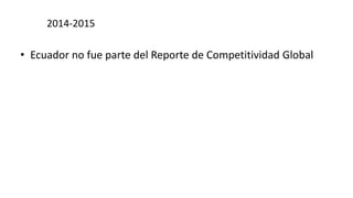 2014-2015
• Ecuador no fue parte del Reporte de Competitividad Global
 