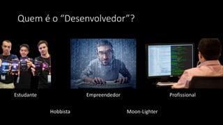 Quem é o “Desenvolvedor”?
ProfissionalEmpreendedorEstudante
Hobbista Moon-Lighter
 
