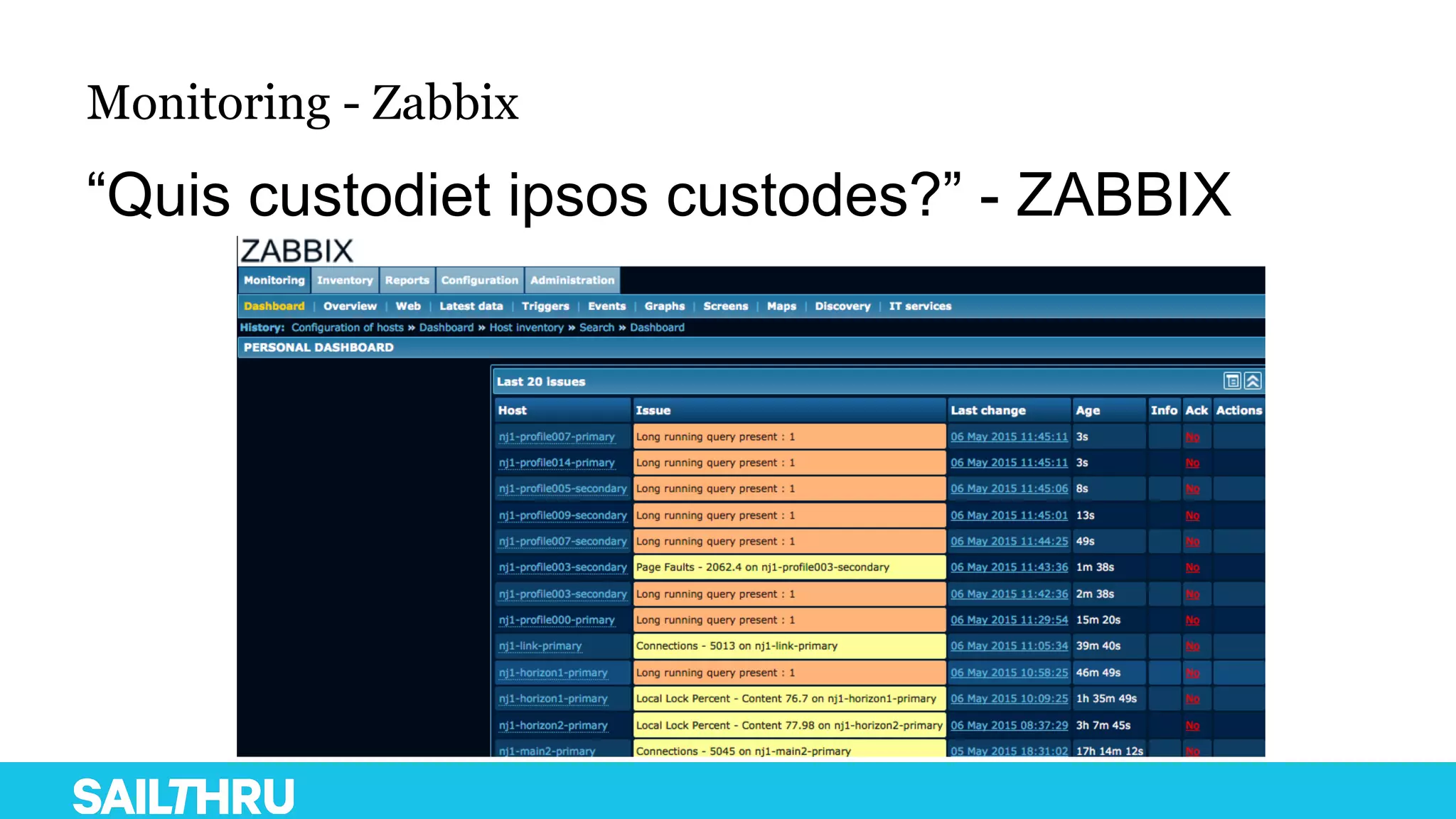 Monitoring - Zabbix
“Quis custodiet ipsos custodes?” - ZABBIX
 