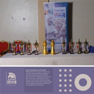 Infant Career
Development
Approach
and
Outreach
(ICDAO).
Fostering Critical Thinking:
Chess teaches players to question their
initial impulses and look for deeper
truths. It forces individuals to weigh pros
and cons, identify hidden patterns, and
detect subtle vulnerabilities. This habitu-
al skepticism prevents impulsive
decision-making in everyday life, encour-
aging more thoroughly reasoned
outcomes.
 
