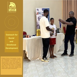 Outreach for
Social
and
Emotional
Development
Teaching Accountability and Conse-
quence:
In chess, luck plays absolutely no role in
the ﬁnal outcome. Every single move has
an immediate, logical consequence for
which the player bears total responsibili-
ty. This direct feedback loop teaches
individuals to accept ownership of their
mistakes and personal life choices.
 
