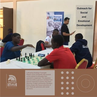Strengthening Lifelong Brain Health:
Engaging in chess stimulates brain
cells and creates new neural pathways.
Studies show that regular strategic
gaming helps delay symptoms of
dementia and Alzheimer's disease.
The game keeps the aging population
mentally sharp, active, and deeply
engaged with their local communities.
Approach
for
Community
and
Mental Health
 