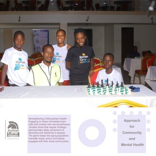 Approach
for
Community
and
Mental Health

Providing Safe Social Spaces:
Local chess clubs, parks, and cafes
offer vital safe havens for community
interaction. These hubs keep youth
constructively occupied, lowering
neighborhood crime and delinquency
rates. They provide a free, structured
environment for healthy socializing
outside of work or home life.
 