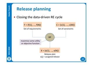 43
Release planning
• Closing the data-driven RE cycle
RCIS2020XavierFranch
 