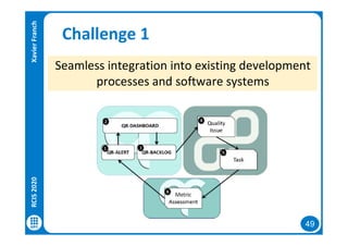 49
Challenge 1
Seamless integration into existing development
processes and software systems
RCIS2020XavierFranch
 