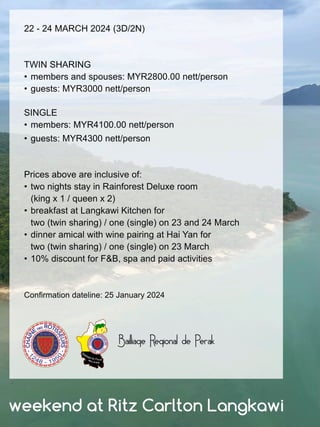 Ritz-Carlton Langkawi - Chaine Perak Event Programme