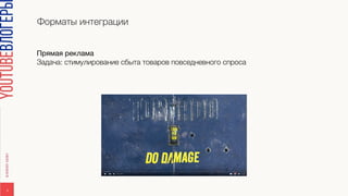 Форматы интеграции
4
Прямая реклама

Задача: стимулирование сбыта товаров повседневного спроса
 
