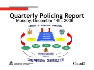 Monday, December 14th, 2009 Quarterly Policing Report 