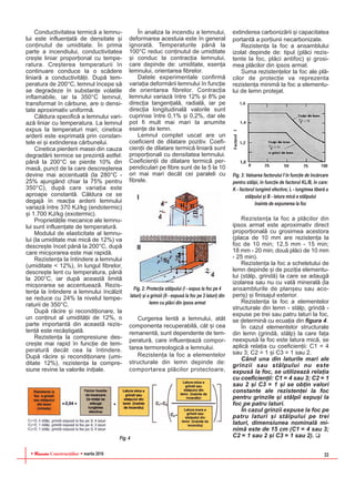 RReevviissttaa Construcþiilor martie 2016 33
Conductivitatea termicã a lemnu-
lui este influenþatã de densitate ºi
conþinutul de umiditate. În prima
parte a incendiului, conductivitatea
creºte liniar proporþional cu tempe-
ratura. Creºterea temperaturii în
continuare conduce la o scãdere
liniarã a conductivitãþii. Dupã tem-
peratura de 200°C, lemnul începe sã
se degradeze în substanþe volatile
inflamabile, iar la 350°C lemnul,
transformat în cãrbune, are o densi-
tate aproximativ uniformã.
Cãldura specificã a lemnului vari-
azã liniar cu temperatura. La lemnul
expus la temperaturi mari, cinetica
arderii este exprimatã prin constan-
tele ei ºi extinderea cãrbunelui.
Cinetica pierderii masei din cauza
degradãrii termice se prezintã astfel:
pânã la 200°C se pierde 10% din
masã, punct de la care descreºterea
devine mai accentuatã (la 280°C -
25% ajungând chiar la 75% pentru
350°C), dupã care variaþia este
aproape constantã. Cãldura ce se
degajã în reacþia arderii lemnului
variazã între 370 KJ/kg (endotermic)
ºi 1.700 KJ/kg (exotermic).
Proprietãþile mecanice ale lemnu-
lui sunt influenþate de temperaturã.
Modulul de elasticitate al lemnu-
lui (la umiditate mai micã de 12%) va
descreºte încet pânã la 200°C, dupã
care micºorarea este mai rapidã.
Rezistenþa la întindere a lemnului
(umiditate < 12%), în lungul fibrelor,
descreºte lent cu temperatura, pânã
la 200°C, iar dupã aceastã limitã
micºorarea se accentueazã. Rezis-
tenþa la întindere a lemnului încãlzit
se reduce cu 24% la nivelul tempe-
raturii de 350°C.
Dupã rãcire ºi recondiþionare, la
un conþinut al umiditãþii de 12%, o
parte importantã din aceastã rezis-
tenþã este recâºtigatã.
Rezistenþa la compresiune des-
creºte mai rapid în funcþie de tem-
peraturã decât cea la întindere.
Dupã rãcire ºi recondiþionare (umi-
ditate 12%), rezistenþa la compre-
siune revine la valorile iniþiale.
În analiza la incendiu a lemnului,
deformarea acestuia este în general
ignoratã. Temperaturile pânã la
100°C reduc conþinutul de umiditate
ºi conduc la contracþia lemnului,
care depinde de: umiditate, esenþa
lemnului, orientarea fibrelor.
Datele experimentale confirmã
variaþia deformãrii lemnului în funcþie
de orientarea fibrelor. Contracþia
lemnului variazã între 12% ºi 8% pe
direcþia tangenþialã, radialã, iar pe
direcþia longitudinalã valorile sunt
cuprinse între 0,1% ºi 0,2%, dar ele
pot fi mult mai mari la anumite
esenþe de lemn.
Lemnul complet uscat are un
coeficient de dilatare pozitiv. Coefi-
cienþii de dilatare termicã liniarã sunt
proporþionali cu densitatea lemnului.
Coeficienþii de dilatare termicã per-
pendiculari pe fibre sunt de la 5 la 10
ori mai mari decât cei paraleli cu
fibrele.
Curgerea lentã a lemnului, atât
componenta recuperabilã, cât ºi cea
remanentã, sunt dependente de tem-
peraturã, care influenþeazã compor-
tarea termoreologicã a lemnului.
Rezistenþa la foc a elementelor
structurale din lemn depinde de:
comportarea plãcilor protectoare,
extinderea carbonizãrii ºi capacitatea
portantã a porþiunii necarbonizate.
Rezistenþa la foc a ansamblului
izolat depinde de: tipul (plãci rezis-
tente la foc, plãci antifoc) ºi grosi-
mea plãcilor din ipsos armat.
Suma rezistenþelor la foc ale plã-
cilor de protecþie va reprezenta
rezistenþa minimã la foc a elementu-
lui de lemn protejat.
Rezistenþa la foc a plãcilor din
ipsos armat este aproximativ direct
proporþionalã cu grosimea acestora
(placa de 10 mm are rezistenþa la
foc de 10 min; 12,5 mm - 15 min;
18 mm - 20 min; douã plãci de 10 mm
- 25 min).
Rezistenþa la foc a scheletului de
lemn depinde ºi de poziþia elementu-
lui (stâlp, grindã) la care se adaugã
izolarea sau nu cu vatã mineralã (la
ansamblurile de planºeu sau aco-
periº) ºi finisajul exterior.
Rezistenþa la foc a elementelor
structurale din lemn - stâlp, grindã -
expuse pe trei sau patru laturi la foc,
se determinã cu ecuaþia din figura 4.
În cazul elementelor structurale
din lemn (grindã, stâlp) la care faþa
neexpusã la foc este latura micã, se
aplicã relaþia cu coeficienþii: C1 = 4
sau 3; C2 = 1 ºi C3 = 1 sau 2.
Când una din laturile mari ale
grinzii sau stâlpului nu este
expusã la foc, se utilizeazã relaþia
cu coeficienþii: C1 = 4 sau 3; C2 = 1
sau 2 ºi C3 = 1 ºi se obþin valori
constante ale rezistenþei la foc
pentru grinzile ºi stâlpii expuºi la
foc pe patru laturi.
În cazul grinzii expuse la foc pe
patru laturi ºi stâlpului pe trei
laturi, dimensiunea nominalã mi-
nimã este de 15 cm (C1 = 4 sau 3;
C2 = 1 sau 2 ºi C3 = 1 sau 2).
Fig. 2: Protecþia stâlpului (l - expus la foc pe 4
laturi) ºi a grinzii (II - expusã la foc pe 3 laturi) din
lemn cu plãci din ipsos armat
Fig. 3: Valoarea factorului f în funcþie de încãrcare
pentru stâlpi, în funcþie de factorul KL/B, în care:
K - factorul lungimii efective; L - lungimea liberã a
stâlpului ºi B - latura micã a stâlpului
înainte de expunerea la foc
Fig. 4
 