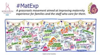 #MatExp
A grassroots movement aimed at improving maternity
experience for families and the staff who care for them.
Graphics by New Possibilities
 
