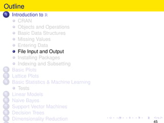 Outline
1   Introduction to R
       CRAN
       Objects and Operations
       Basic Data Structures
       Missing Values...