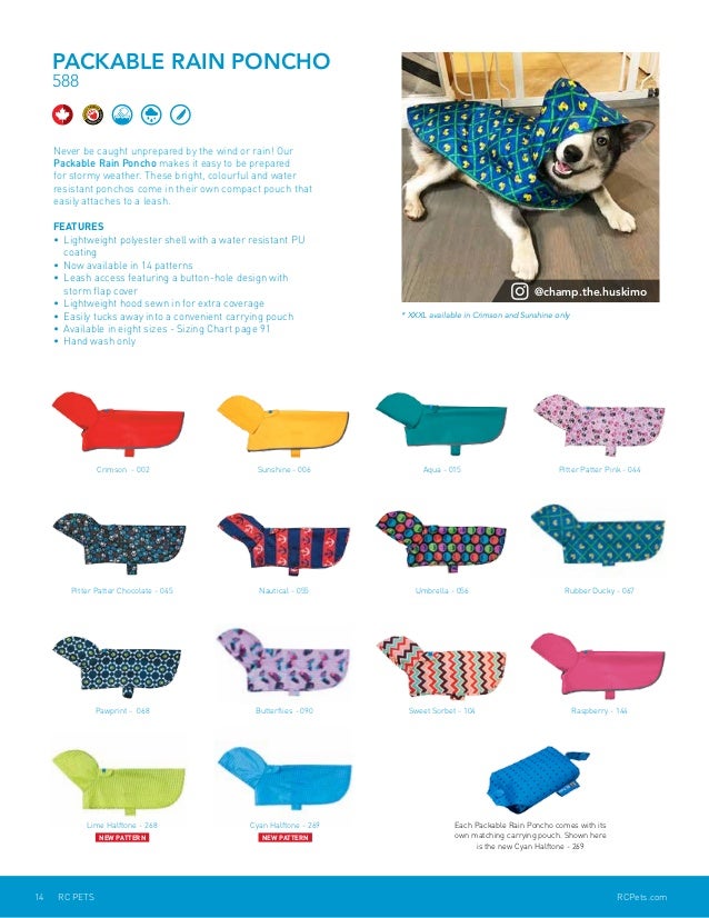 rc pets packable rain poncho