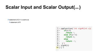 Scalar Input and Scalar Output(cont..)
If statement of C++ is same as
If statement of R
 