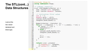 The STL(cont...):Vectors
Data Structures
Look at the
two vector
declared and
there type.
 
