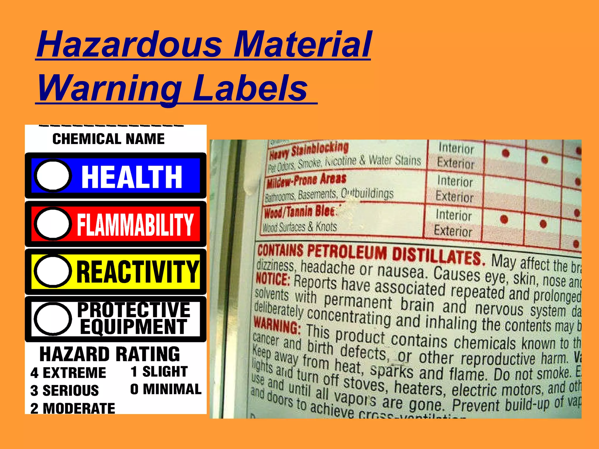 Hazardous Material Warning Labels  