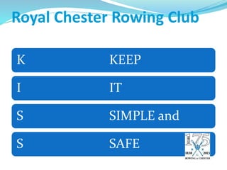 K KEEP
I IT
S SIMPLE and
S SAFE
Royal Chester Rowing Club
 