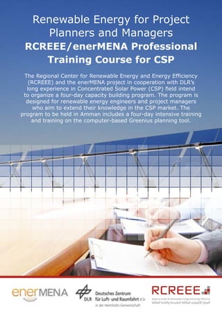 RCREEE/enerMENA professional training course for CSP announcment_EN