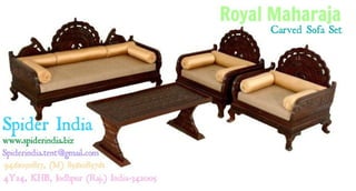 Teak wood carved royal sofa set with centre table