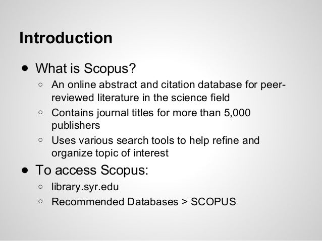 Scopus Overview