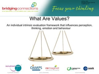 What Are Values? An individual intrinsic evaluation framework that influences perception, thinking, emotion and behaviour  