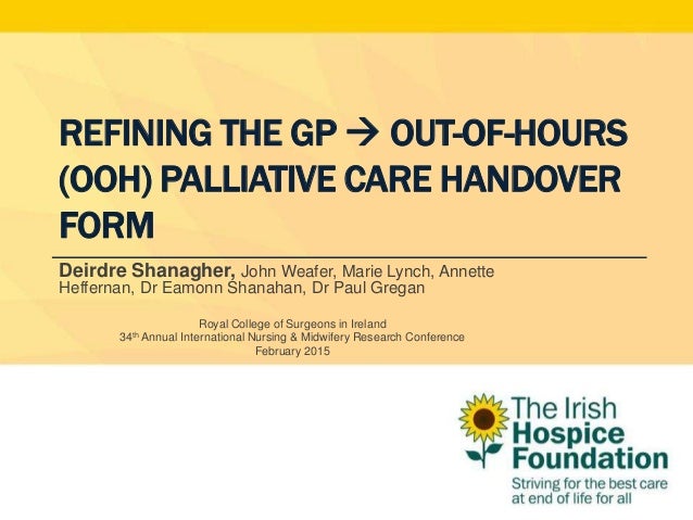 gp ooh palliative care handover form handover form