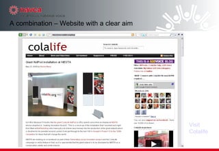 Visit  Colalife A combination – Website with a clear aim 