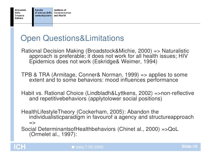 Rational Choice Theory & Health Communication. An Overview
