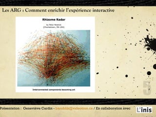 Les ARG : Comment enrichir l’expérience interactive Présentation :  Geneviève Cardin -  [email_address]  / En collaboration avec  